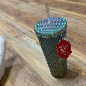 Holiday Time Iridescent Tumbler with Straw